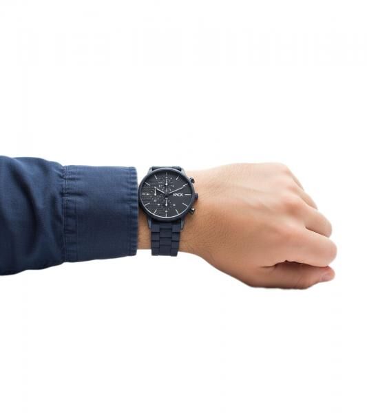 KNOX Herren Armband-Uhr analoge Quarz-Uhr mit Silikon-Armband 41mm KNOX01 Navy
