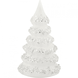 J-Line Weihnachtsbaum aus Glas „Moon“, weiß/silberfarben, 21 cm