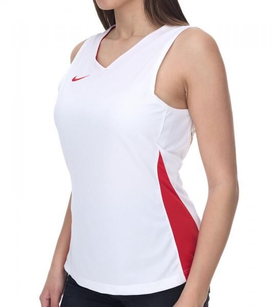 NIKE Team Fitness Damen Tank-Top mit DryFit Sport-Shirt Trainings-Shirt NT0211-103 Wei&szlig;/Rot