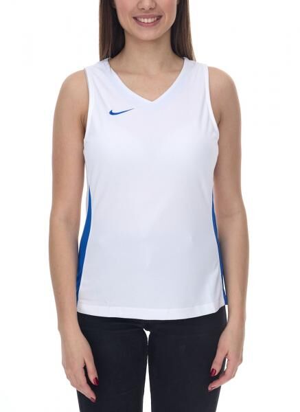 NIKE Team Fitness Damen Tank-Top mit DryFit Sport-Shirt Trainings-Shirt NT0211-102 Wei&szlig;/Blau