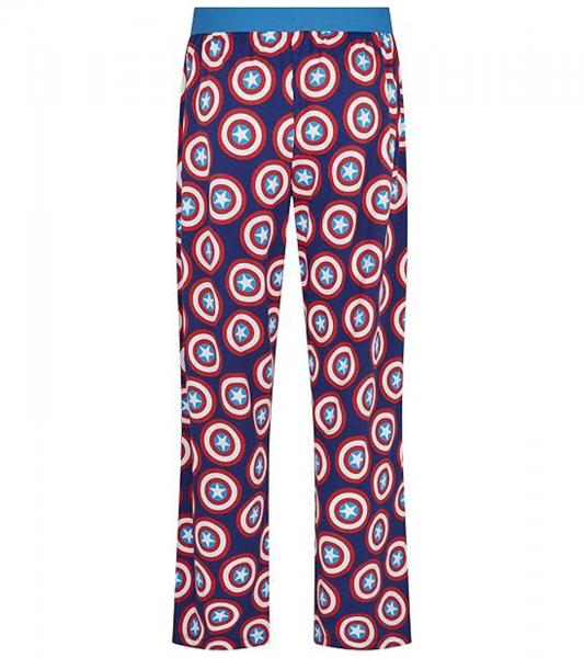 RE:COVERED X MARVEL Loungepants Captain America Herren Schlafanzug-Hose Schutzschild-Print Pyjama-Hose PCMARV502 Blau/Rot
