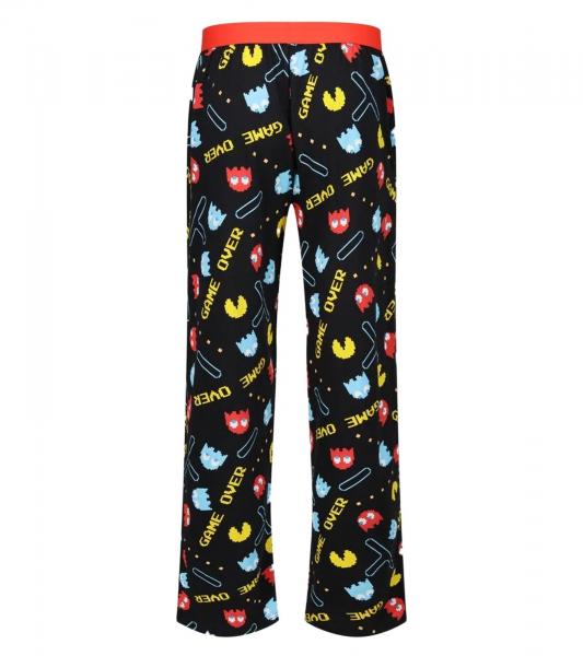 RE:COVERED X Pac-Man Loungepants Herren Schlafanzug-Hose mit Pac-Man Allover-Print Pyjama-Hose RCPCM400 Schwarz/Rot