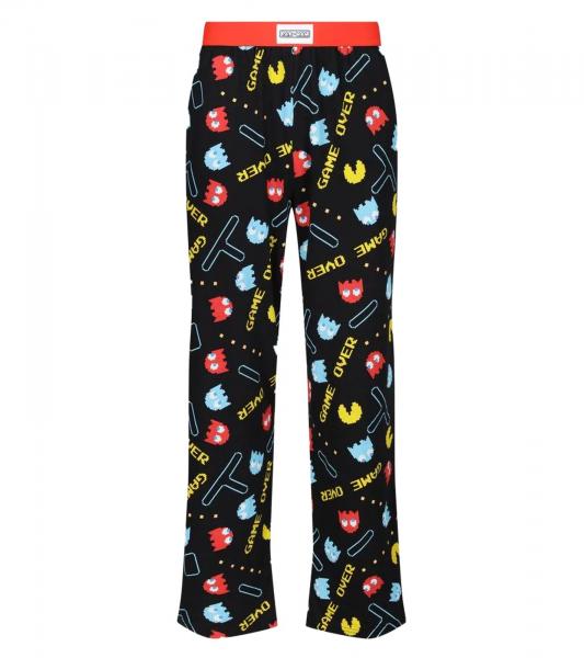 RE:COVERED X Pac-Man Loungepants Herren Schlafanzug-Hose mit Pac-Man Allover-Print Pyjama-Hose RCPCM400 Schwarz/Rot