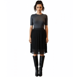 ZEGY Damen Plissee-Rock schlichter Sommer-Rock Midi-Rock 1052 Schwarz