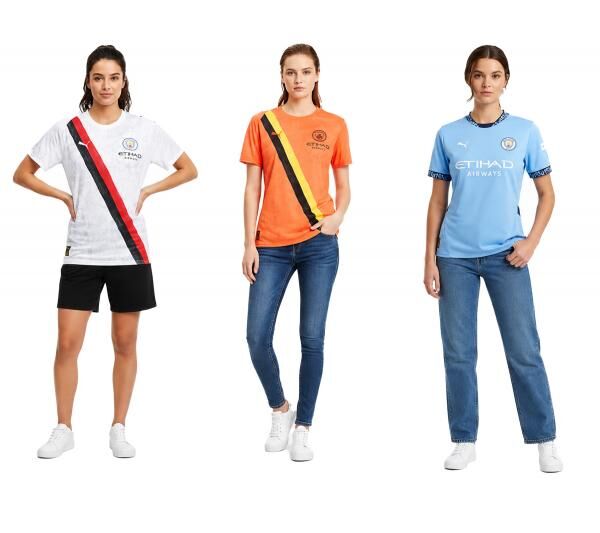 Offizielle PUMA Manchester City Damen Trikot Langarm oder Kurzarm nachhaltiges Premier League Fußball-Shirt T-Shirt Longsleeve in Weiß, O