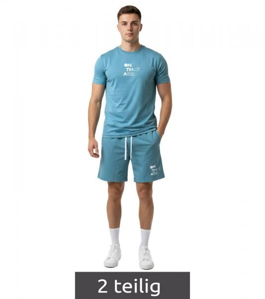 2-teiliges ON THAT ASS Zane Herren Sport-Set Performance Set Gym Outfit mit T-Shirt & Shorts Blau