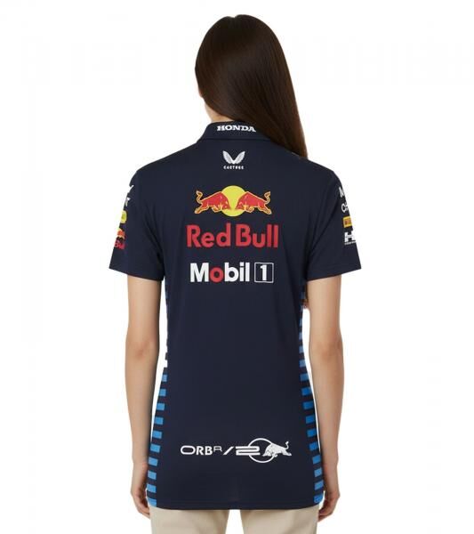 Oracle Red Bull Racing Formula 1 F1 Team 2024 Women's Polo Shirt with Sponsor Logos Sports Shirt 701231007 001 Navy