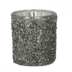J-Line Teelichthalter „Glitter“, rauchgrau, 10 cm