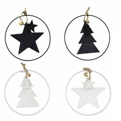 Stern Fabrik Weihnachtsanhänger, Ring, 12 cm, 4er-Set, sortiert