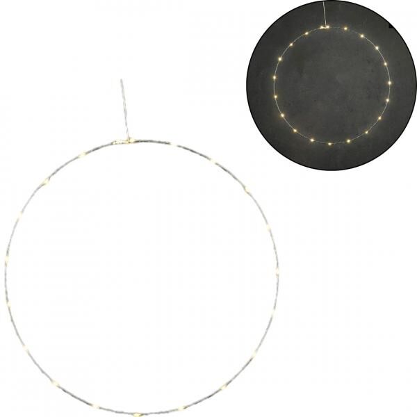 Kreis mit LED-Beleuchtung silber auf Batterie 50 cm