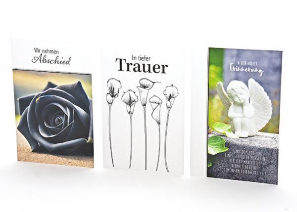 Funeral card - 100 pieces - 3 motifs - 11.5 x 17.5 cm