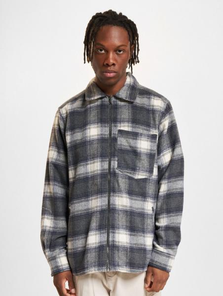 ONLY & SONS Austin Wool Zip Overshirt grau Nadelstreifen/Antikwei&szlig;