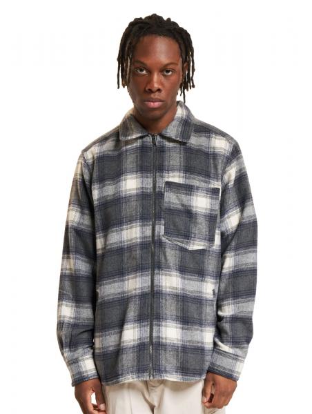 ONLY & SONS Austin Wool Zip Overshirt grau Nadelstreifen/Antikwei&szlig;