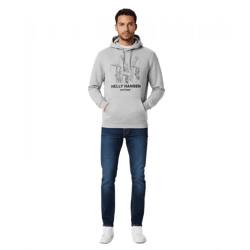 Helly Hansen Manchester Graphic Herren Hoodie Baumwoll-Pullover mit Kapuze 300 g/m² Sweat-Pullover 78380 970 Grau