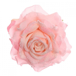 Decoratie roos met clip roze 14 cm