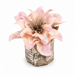 Kunstbloem Helleborus in pot blad goudkleurig/lichtroze 10 cm