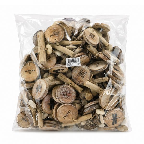 Schlüsselanhänger-Set aus naturbelassenem Holz, 13 cm, 140-teilig