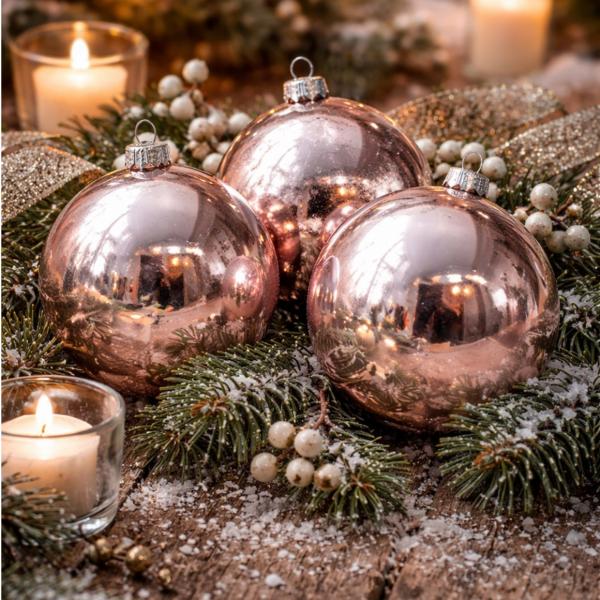 Stern Fabrik Weihnachtskugel, glänzend, hellrosa, 14 cm