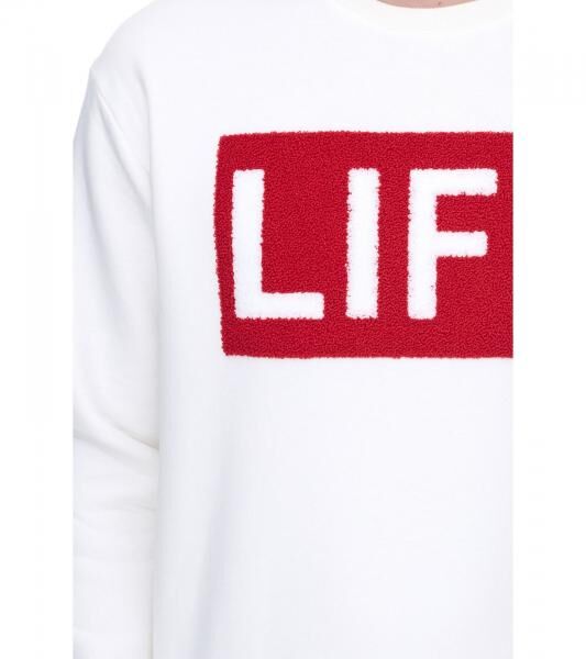 vsct Life Men's Crew Neck Sweater with Flocked Patch on the Chest, Sweater 5642974, Ecru/White