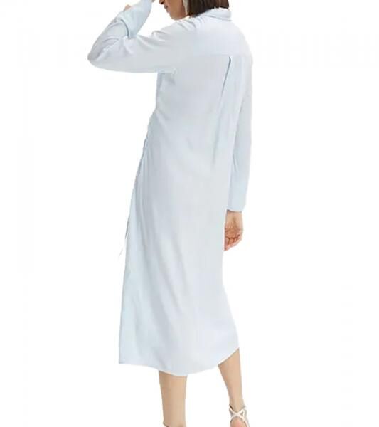 leichtes Damen Sommer-Kleid mit Kent-Kragen Wickel-Kleid Midi-Kleid 929374 Hellblau