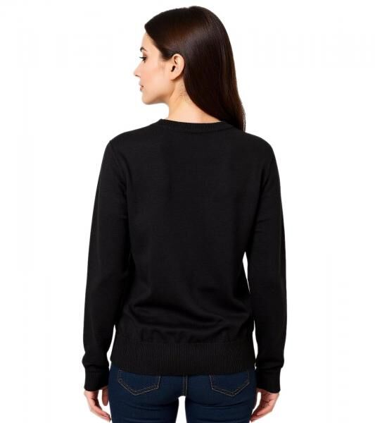 Damen Wickel-Pullover stylischer Ausgeh-Pullover mit V-Ausschnitt 952790 Schwarz