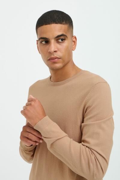 klassischer BLEND Herren Feinstrickpullover mit Rundhals Strickpullover 20717260-161315 Beige