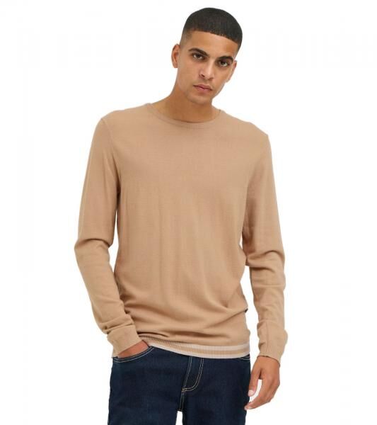klassischer BLEND Herren Feinstrickpullover mit Rundhals Strickpullover 20717260-161315 Beige
