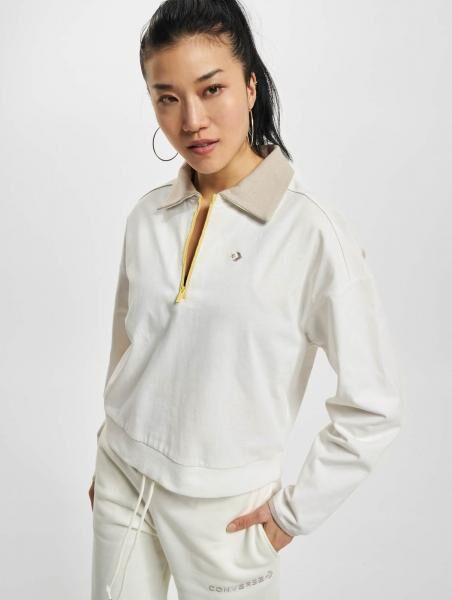 l&auml;ssiges Converse Damen Sweatshirt Rei&szlig;verschluss mit Baumwolle Beige