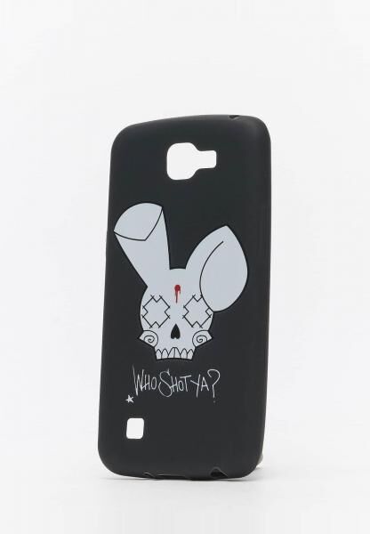 WHO SHOT YA? Handyh&uuml;lle f&uuml;r LG K4, Motiv &bdquo;WHO SHOT YA?&ldquo; mit Hasen-Logo, Schwarz