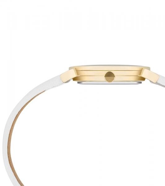 Pierre Cardin Damen Armband-Uhr Zweizeiger-Uhr analoge Quarz-Uhr mit Leder-Armband 3ATM 27mm CPI.2509 Wei&szlig;/Gold