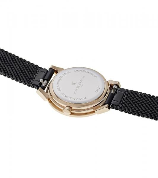 Pierre Cardin Damen Armband-Uhr schlichtes Ziffernblatt analoge Quarz-Uhr mit Edelstahl-Armband 3ATM 27mm CPI.2516 Schwarz/Gold