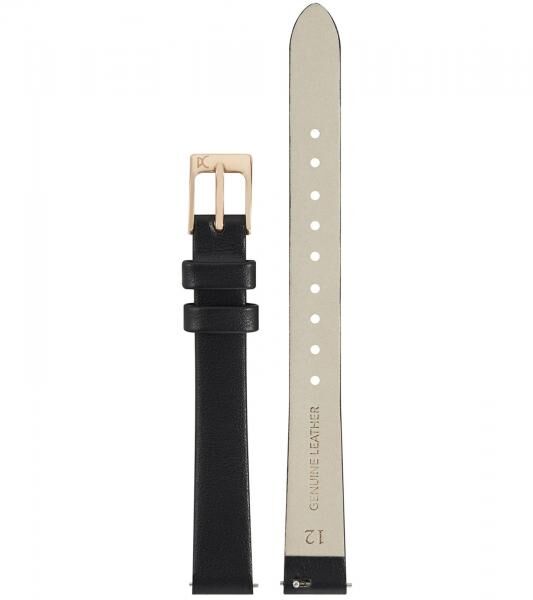 Pierre Cardin Damen Armband-Uhr Zweizeiger-Uhr analoge Quarz-Uhr mit Leder-Armband 3ATM 27mm CPI.2501 Schwarz/Rose-Gold
