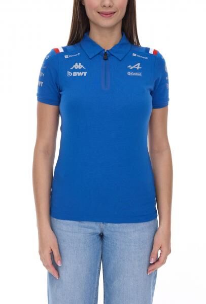 Kappa X ALPINE Formel 1 Team Ocon Gasly Damen Polo-Hemd mit HydroWayProtection Baumwoll Kurzarm-Shirt 35163WW AF1 063 Blau