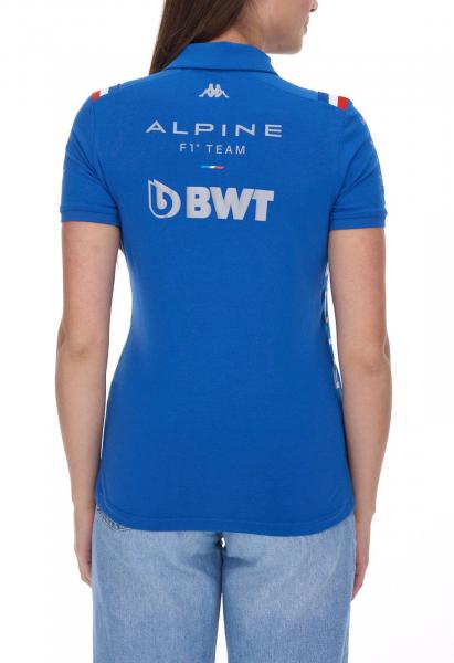 Kappa X ALPINE Formel 1 Team Ocon Gasly Damen Polo-Hemd mit HydroWayProtection Baumwoll Kurzarm-Shirt 35163WW AF1 063 Blau