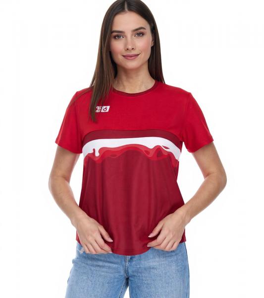 Outfitter OCEAN FABRICS TAHI Damen nachhaltiges Training-Shirt mit Mesh-Eins&auml;tzen Fitness-Shirt Kurzarm-Shirt OUT-W-1021-OTW-34 Rot