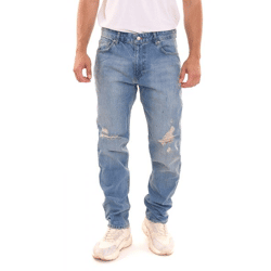 2Y Premium Men's Jeans: Stylish Denim Pants with a Distressed Look B6784BLU Blue