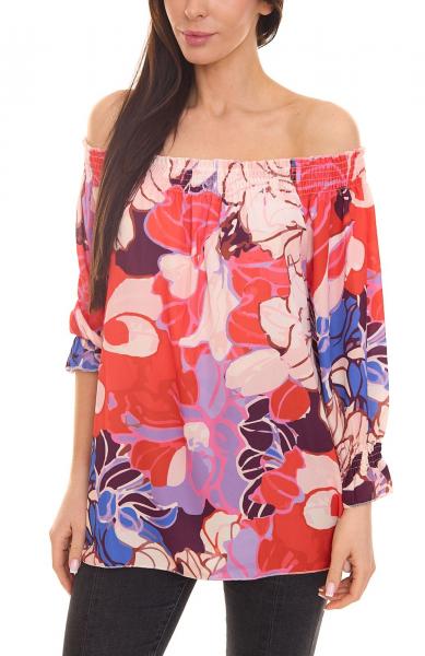 Aniston CASUAL Damen Sommer-Bluse mit Allover-Print schulterfrei Sommer-Shirt 15622313 Rosa/Rot