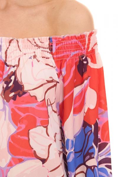Aniston CASUAL Damen Sommer-Bluse mit Allover-Print schulterfrei Sommer-Shirt 15622313 Rosa/Rot