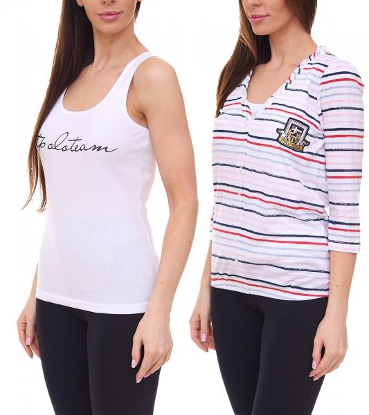 TOM TAILOR T-Shirt Set Damen Sommer-Shirt und Baumwoll-Top 34300140 Wei&szlig;/Blau/Rot