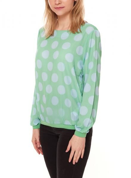 Aniston SELECTED FM Damen Blusen-Shirt Allover mit Punkten bedruckt figurumspielend 37847721 Gr&uuml;n/Blau