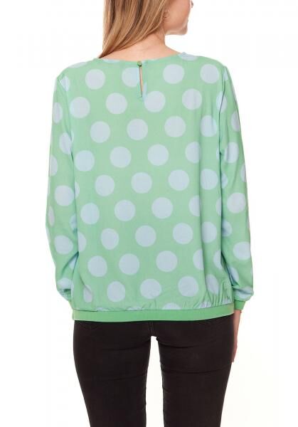 Aniston SELECTED FM Damen Blusen-Shirt Allover mit Punkten bedruckt figurumspielend 37847721 Gr&uuml;n/Blau