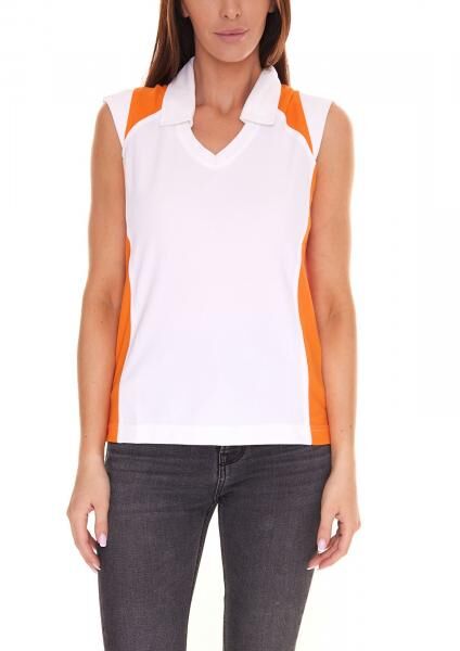 PGA TOUR Damen Achsel-Shirt mit Hemdkragen Golf-Shirt mit CoolFit 3508933 Wei&szlig;-Orange