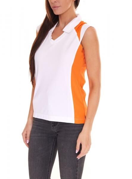 PGA TOUR Damen Achsel-Shirt mit Hemdkragen Golf-Shirt mit CoolFit 3508933 Wei&szlig;-Orange