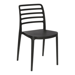 Stuhl Valla schwarz aus Kunststoff, stapelbar, 44,5 x 47 x 82 cm