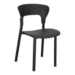 Stuhl Kabru schwarz aus Kunststoff, für Esszimmer, Terrasse und Garten