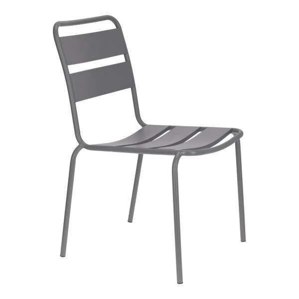 Metallstuhl Barco grau, glänzend, für Küche, Terrasse und Garten
