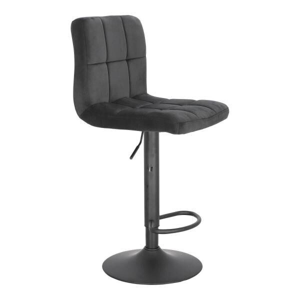 Barhocker Dafne VIC schwarz Samt, höhenverstellbar 87-107 cm, drehbar