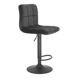 Barhocker Dafne VIC schwarz Samt, höhenverstellbar 87-107 cm, drehbar