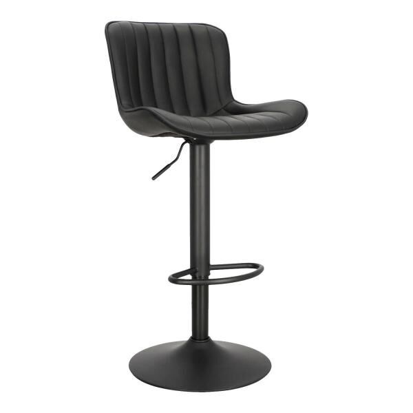 Barhocker Tessa schwarz, höhenverstellbar und drehbar, Kunstleder