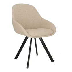 Polsterstuhl Nels beige mit Armlehnen, schwarze Metallbeine, Sitzhöhe 48 cm